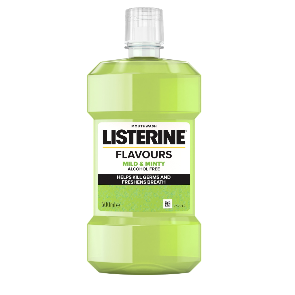 MOUTH WASH LISTERINE FLAVOURS MILD&MINTY ALCOHOL FREE 500ML