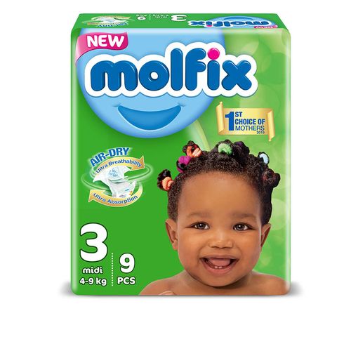 MOLFIX BABY DIAPER 3 MIDI, 4-9KG X9PCS