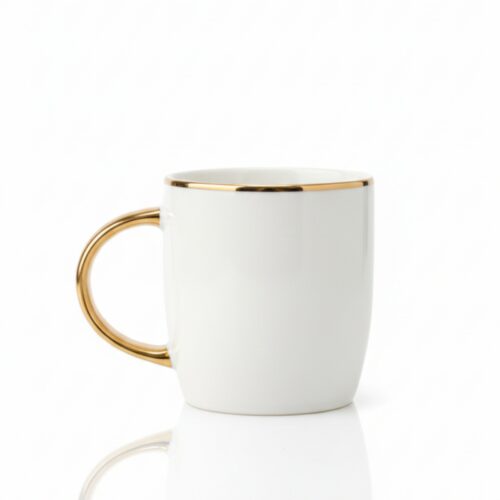 WHITE COATED TIM MUG WITH GOLD (BIG)