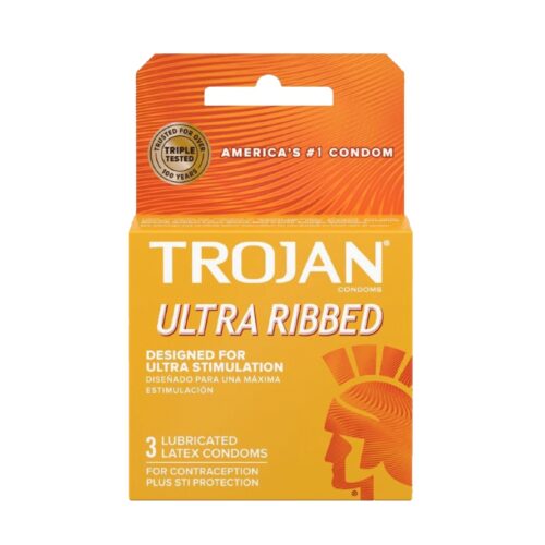 TROJAN ULTRA RIBBED LATEX CONDOMS X 3