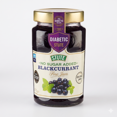 STUTE NO SUGAR ADDED EXTRA BLACKCURRANT JAM 430G