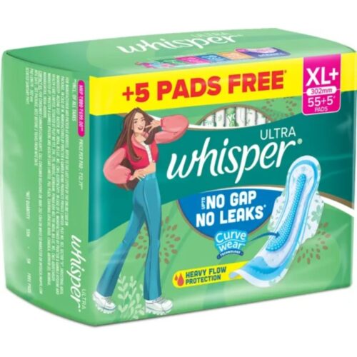 WHISPERS SANITARY NAPKIN XL+ 302MM 55+5 PADS