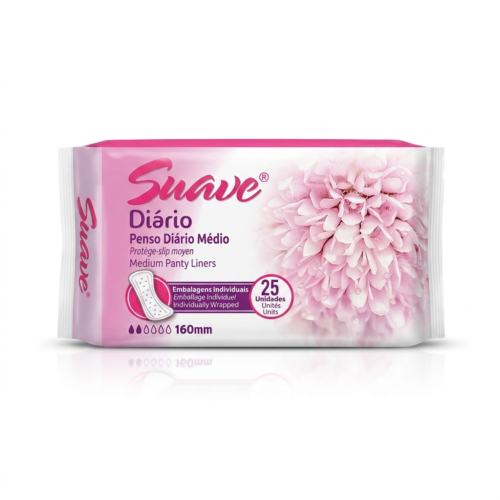 SUAVE MEDIUM PANTYLINERS 25UNITS 160MM